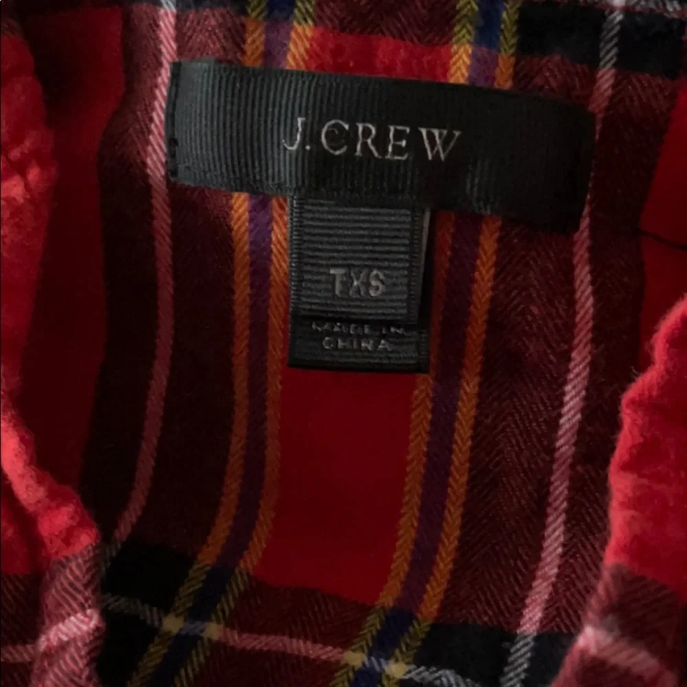 J. Crew Flannel Top In Festive Plaid And Ruffle